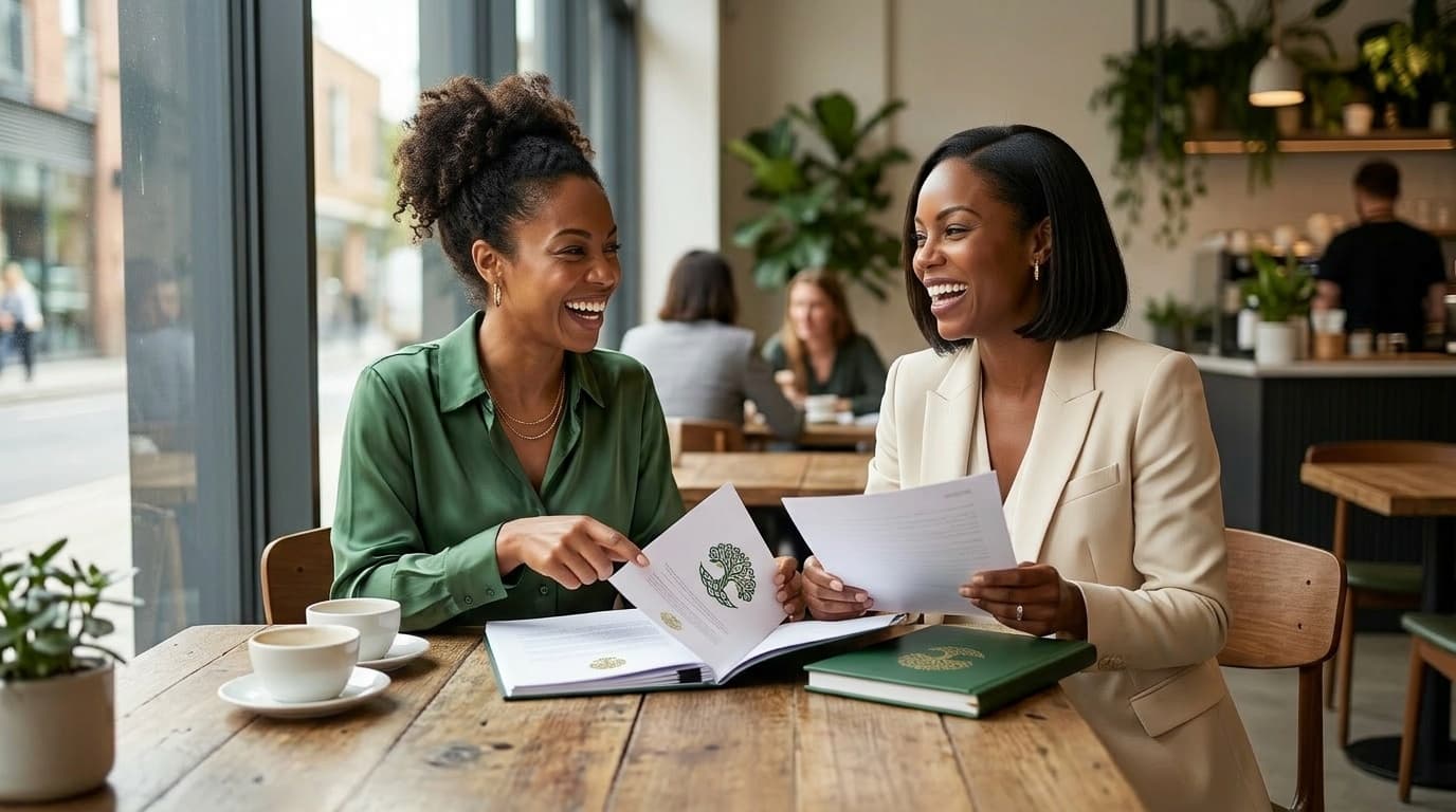 Business women reviewing important legal documents together