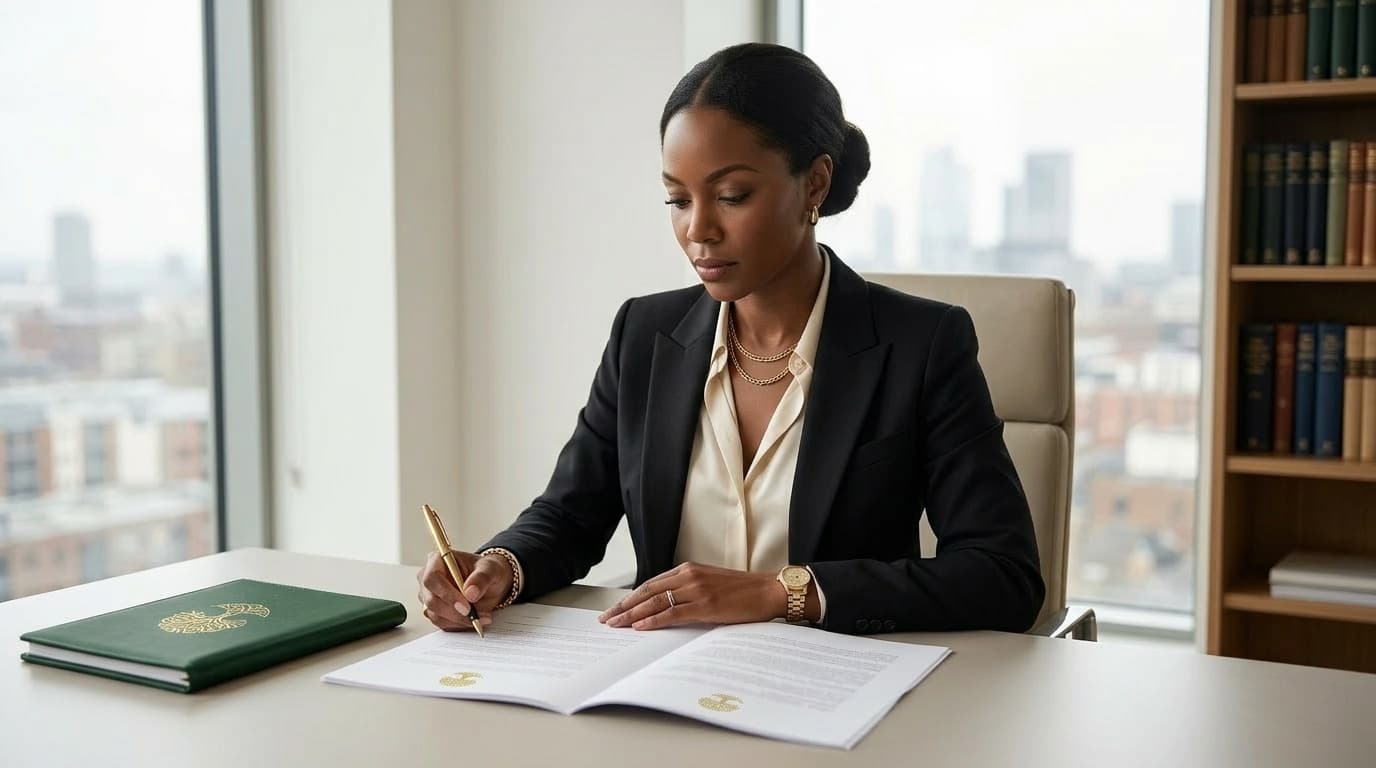 Entrepreneur at her desk focused on building her legacy